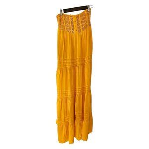 Other Girls NWT Yellow Maxi Skirt With Ribbed Mesh Corset Top Detail Sz OS